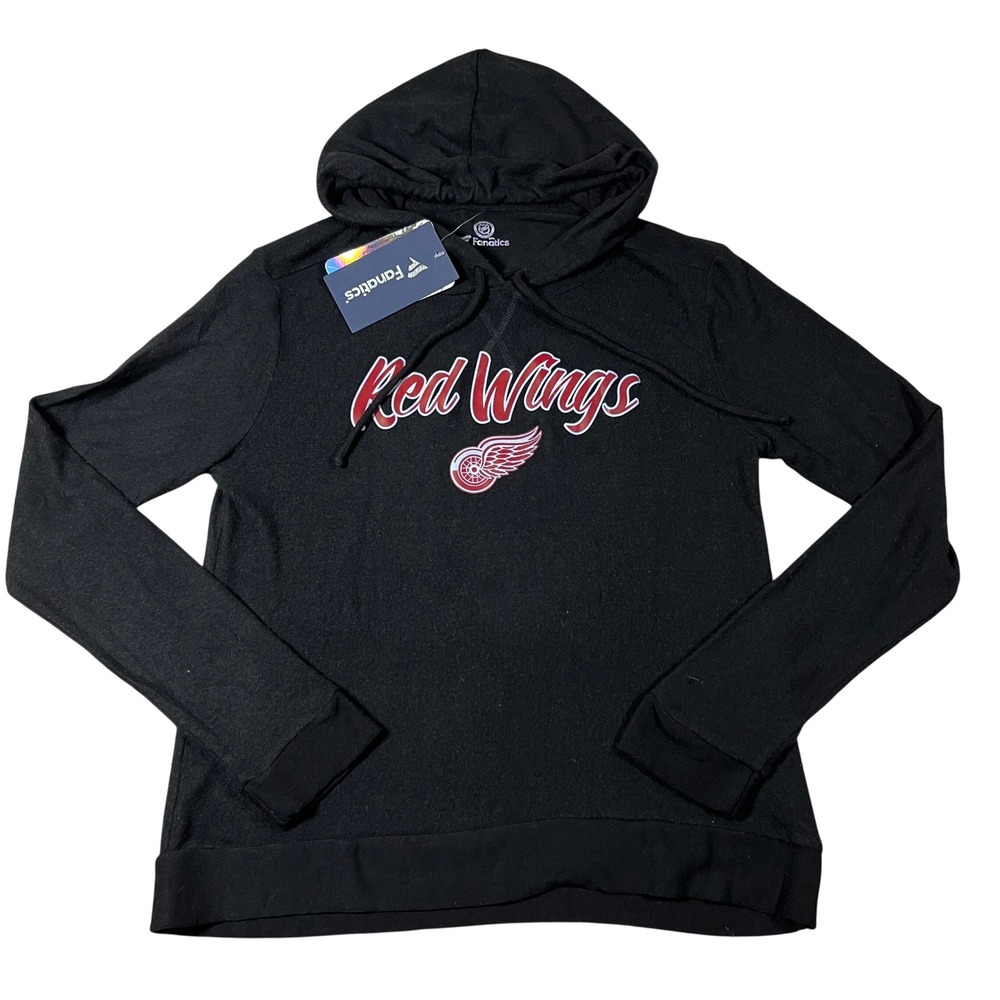 Fanatics Detroit Red Wings Womens Medium Black Pullover Hoodie NHL Hockey NWT